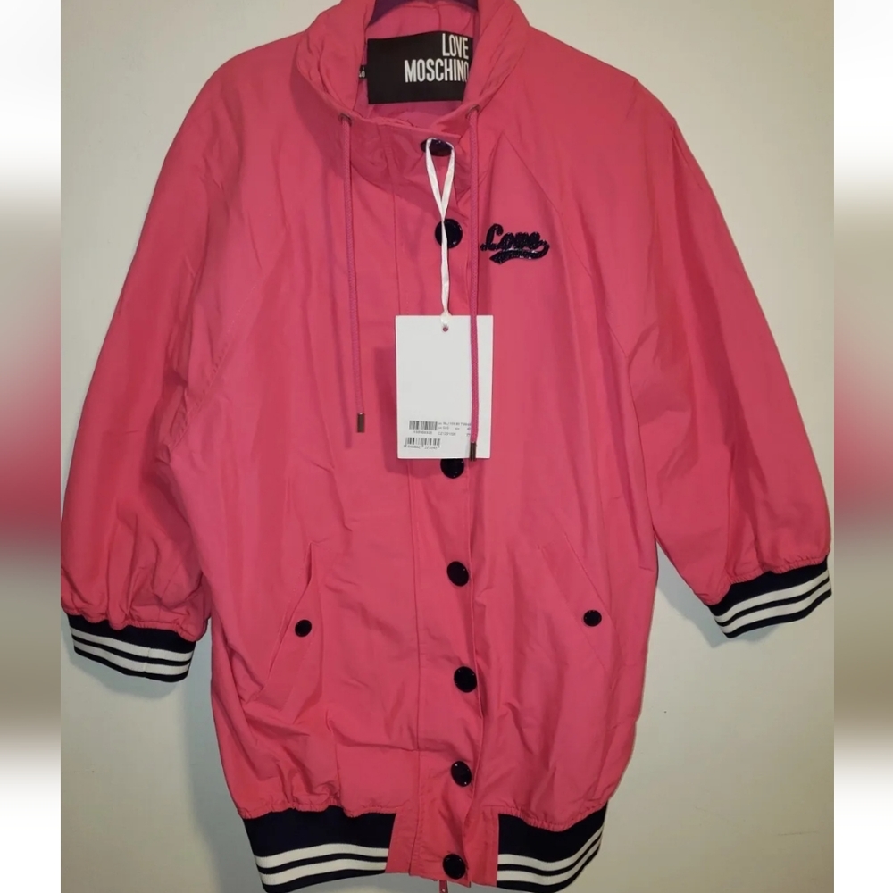 💜 Love Moschino Anorak Jacket Oversize Varsity Bomber Jacket NWT